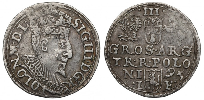 Sigismund III Vasa, 3 Groschen 1595 Olkusz Bardzo ładnie zachowany egzemplarz. D...