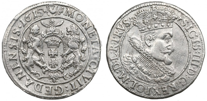 Sigismund III, 18 groschen 1615, Danzig - new portrait Ładny egzemplarz z dość d...