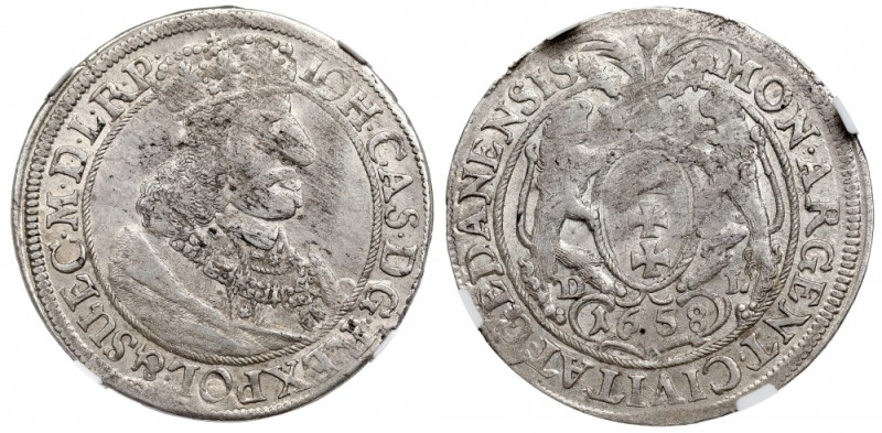 Jan II Kazimierz, Ort 1658, Gdańsk DL - NGC MS61 Pięknie zachowany egzemplarz. M...