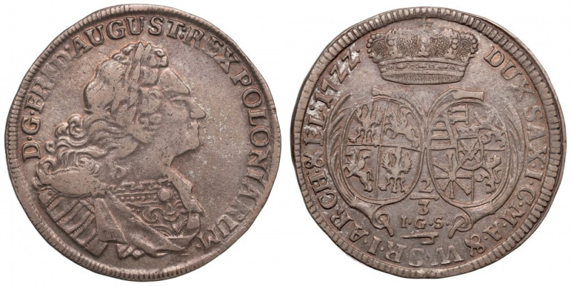 Germany, Friedrich August the Elder, 2/3 thaler (gulden) 1722 Ładny egzemplarz r...