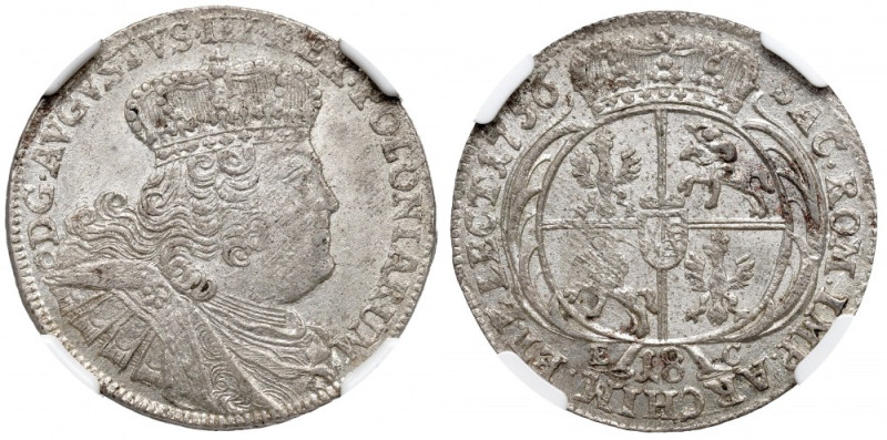 Germany, Saxony, Friedrich August II, 18 groschen 1756 - efraim NGC MS61 Mennicz...