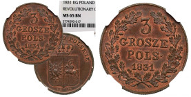 November Uprising, 3 groschen 1831 - NGC MS65 BN 2-MAX
