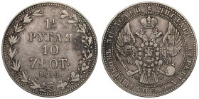 Poland under Russia, Nicholas I, 1-1/2 rouble=10 zloty 1836 MW, Warsaw