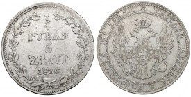 Poland under Russia, Nicholas I, 3/4 rouble=5 zloty 1836 MW, Warsaw