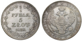 Poland under Russia, Nicholas I, 3/4 rouble=5 zloty 1838 MW