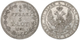 Poland under Russia, Nicholas I, 3/4 rouble=5 zloty 1838 MW