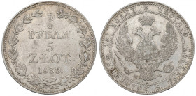 Poland under Russia, Nicholas I, 3/4 rouble=5 zloty 1838 MW