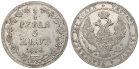Poland under Russia, Nicholas I, 3/4 rouble=5 zloty 1838 MW