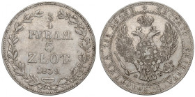 Poland under Russia, Nicholas I, 3/4 rouble=5 zloty 1839 Warsaw