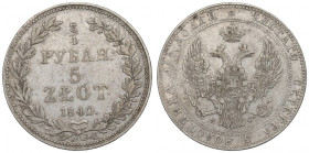 Poland under Russia, Nicholas I, 3/4 rouble=5 zloty 1840 MW
