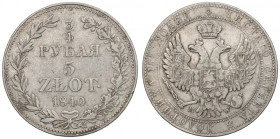 Poland under Russia, Nicholas I, 3/4 rouble=5 zloty 1840 MW