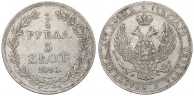 Poland under Russia, Nicholas I, 3/4 rouble=5 zloty 1840 MW