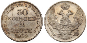 Poland under Russia, Nicholas I, 30 kopecks=2 zloty 1839