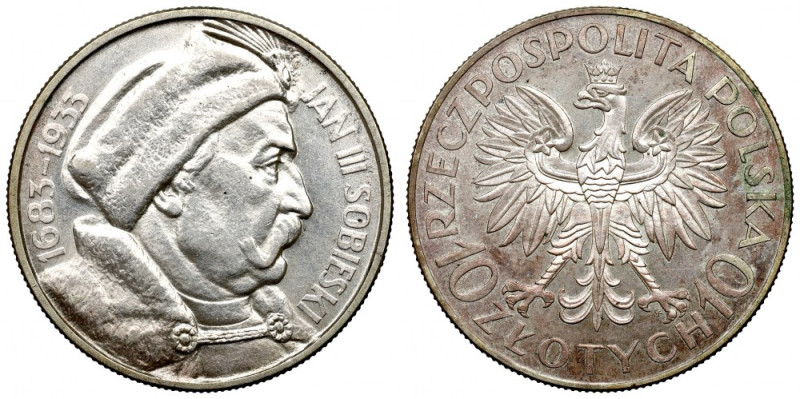 II Republic of Poland, 10 zloty 1933 Sobieski Wyśmienicie zachowane detale. Drob...