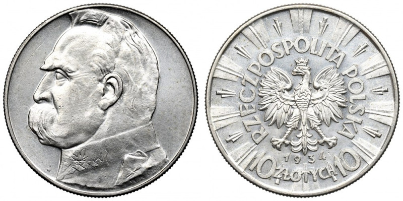 II Republic of Poland, 10 zloty 1934 Riffle eagle Piękny, okołomenniczy egzempla...