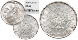 II Republic of Poland, 10 zloty 1939 Pilsudski - NGC MS65 3-MAX