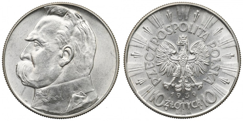 II Republic of Poland, 10 zloty 1939 Pilsudski Egzemplarz w wyśmienitej kondycji...