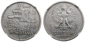 II Republic of Poland, 5 zloty 1930 November uprising - NGC AU Details R
