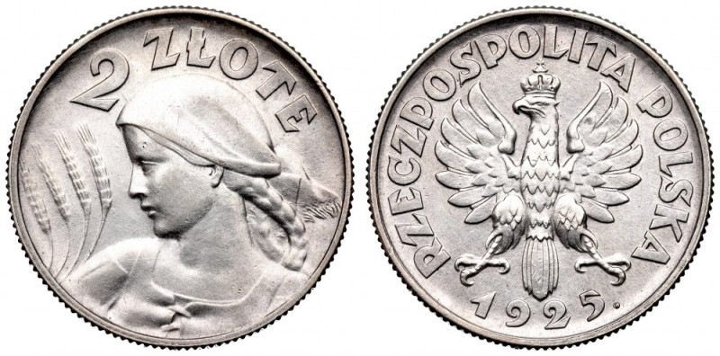 II Republic of Poland, 2 zloty 1925, London Bardzo ładny egzemplarz ze świetnie ...