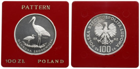 PRL, 100 złotych 1982 Ochrona środowiska - Próba Bocian Ag
