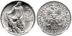 People's Republic of Poland, 5 zlotych 1974 - NGC MS65