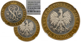 III RP, 20.000 złotych 1991 225 lat Mennicy Warszawskiej - NGC PF68 ULTRA CAMEO 2-MAX