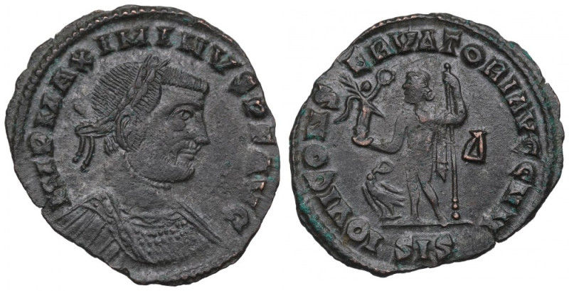 Roman Empire, Maximinus II, Follis, Siscia Ładnie zachowany egzemplarz rzadszego...