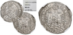 Austria, Leopold I, 3 kreuzer 1665, Vienna - NGC MS65 MAX