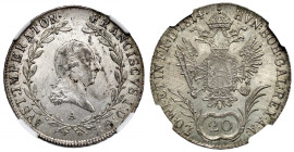 Austria, Franz I, 20 kreuzer 1814 - NGC MS64
