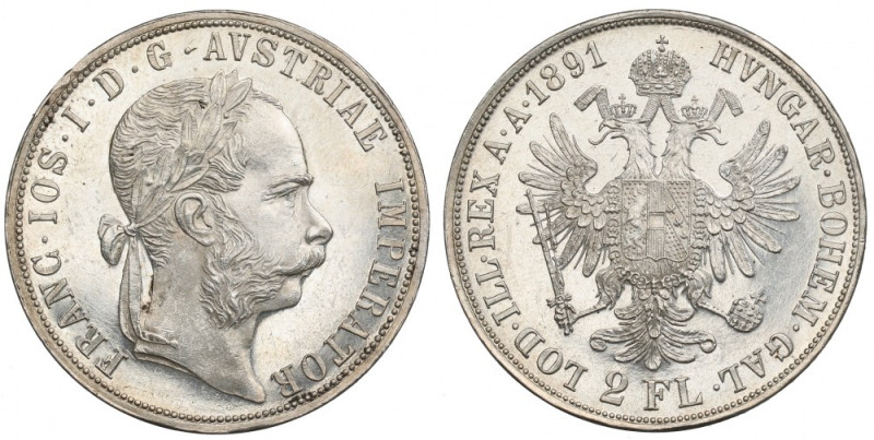 Austro-Hungary, Franz Joseph I, 2 florin 1891 Bardzo ładny egzemplarz. Świetnie ...