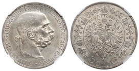 Austria, Franz Joseph, 5 corona 1907 -NGC MS61