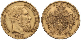 Belgium, 20 francs 1875