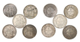 Francja, Zestaw 5 franków 1873-77