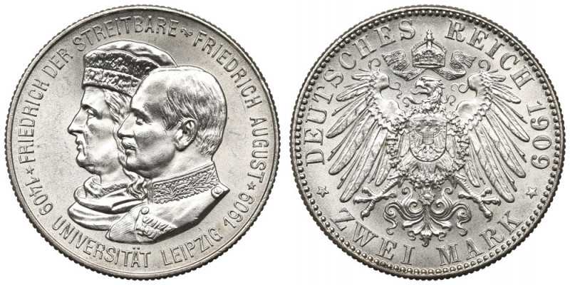 Germany, Saxony, 2 mark 1909 500 years of Leipzig University Obverse: FRIEDRICH ...