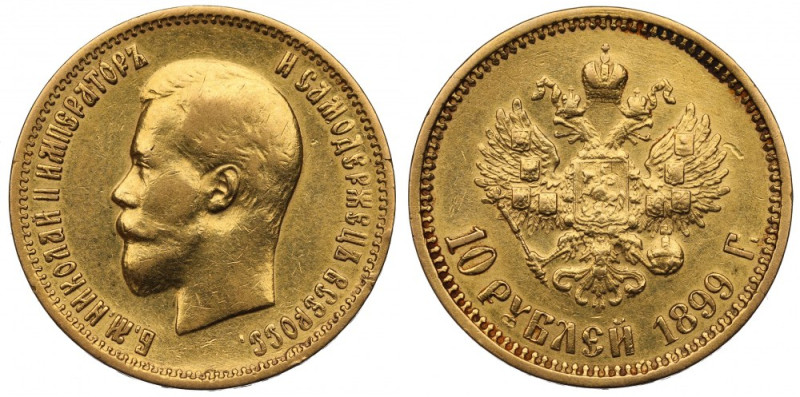 Russia, Nicholas II, 10 rouble 1899 Ładny, obiegowy egzemplarz. Czytelne detale....