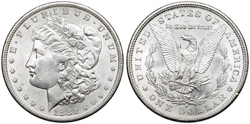 USA, Morgan dollar 1881 S Piękny egzemplarz. Pozycja rzadsza w tak dobrej kondyc...