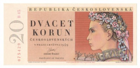 Czechosłowacja, 20 koron 1949 - specimen