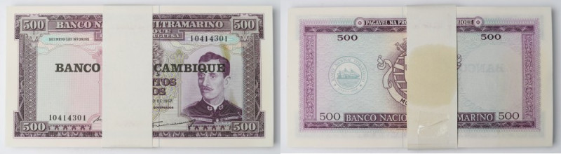 Mozambik, 500 Escudos 1967 - paczka bankowa (100 egz.) Oryginalna zgrzewka banko...