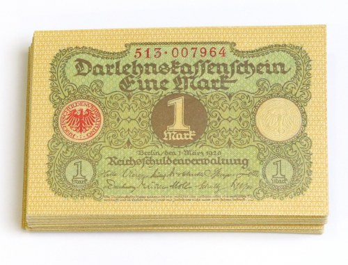 Niemcy, Zestaw 1 marka 1920 (105 egz.) Duży zestaw 105 lubianych banknotów z Nie...