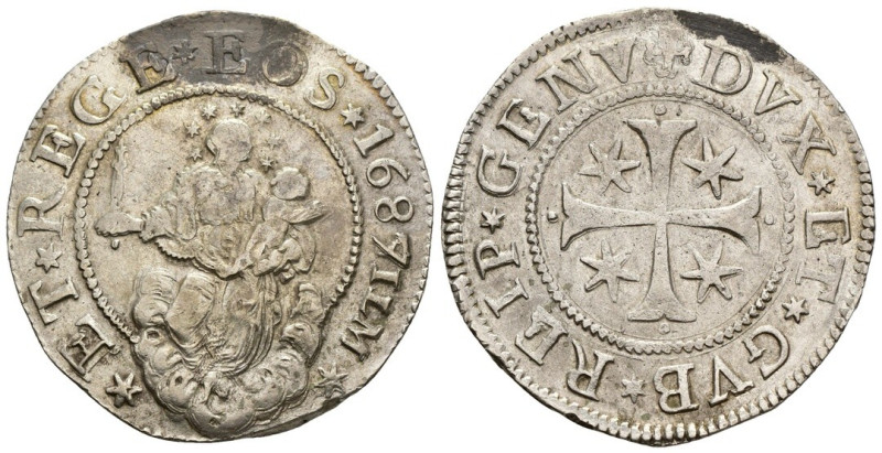 Genova - Dogi Biennali (1528-1797) Scudo Stretto 1687 - Sigle I-L-M - RARA - Ag ...