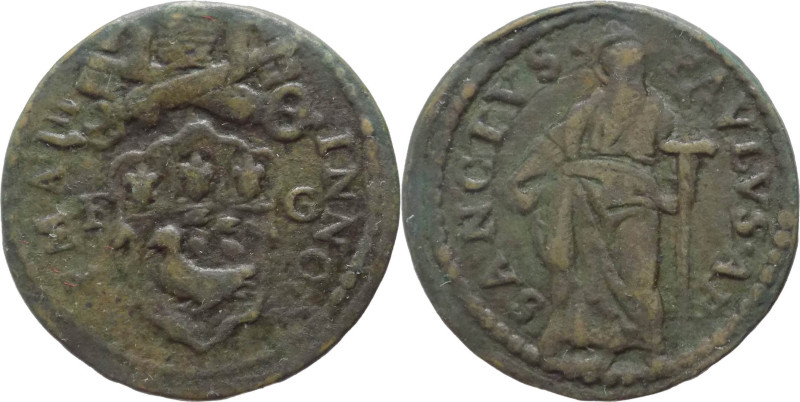 Gubbio - Stato Pontificio - Innocenzo X (1644-1655) Quattrino con S.Paolo - Munt...