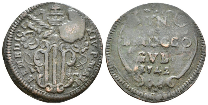 Stato Pontificio - Gubbio -Benedetto XIV, Lambertini ( 1740-1758) - Un baiocco 1...