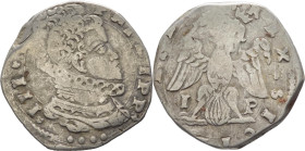 Messina - Regno di Sicilia - Filippo III (1598-1621) - 4 tarì data illegibile - Sigle I P -  Giovanni dal Pozzo, zecchiere - MIR 345- Ag - gr. 10