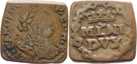 Milano - Carlo VI (1706-1740) - quattrino -  anno illegibile - gr.1,80 - Cu