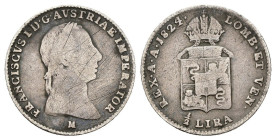 Lombardo Veneto - Francesco I (1815-1835) Mezza Lira Austriaca 1824, Milano - Gig.80 - NC - Ag - Gr.2,00
