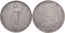 Milano - Governo Provvisorio di Lombardia (1848) - 5 lire 1848 - Ag. - Gig. 3