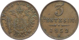 Milano - Regno Lombardo Veneto - Francesco Giuseppe I (1848-1916) - 3 centesimi 1852 - Mont. 466- Ae