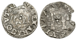 Regno di Napoli - 1 Cinquina - Carlo V (1519 - 1556) - RARA - Ag. - Gr. 0,63 - Ø mm. 16,5 - MIR# 151 var - visibile mancanza