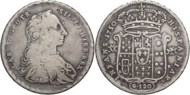 Napoli - Carlo di Borbone (1734-1759) - Piastra da 120 grana 1750 - gr. 24,42 - Ag - Gig. 29