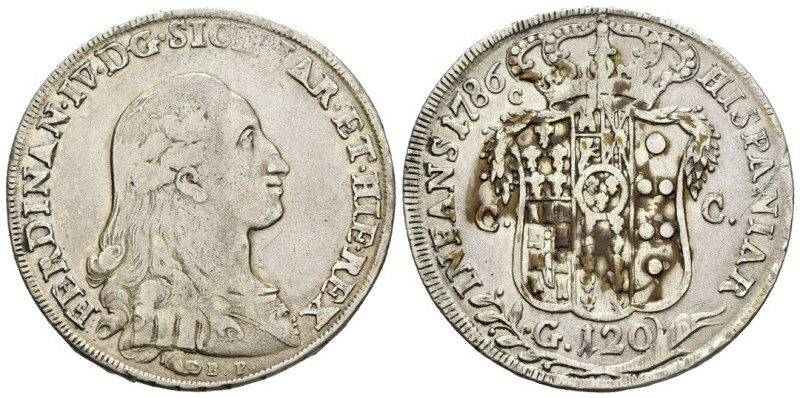 Regno di Napoli - Ferdinando IV (1759-1816) Piastra da 120 Grana 1786 del VI°Tip...